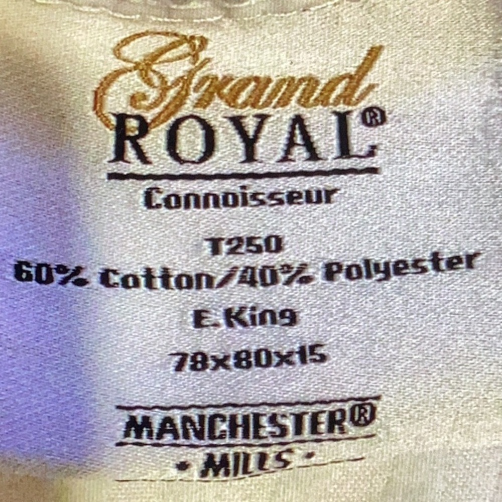 🍾 Connoisseur LUXURY Cotton WHITE FITTED Striped Sheet EUC Manchester Mills